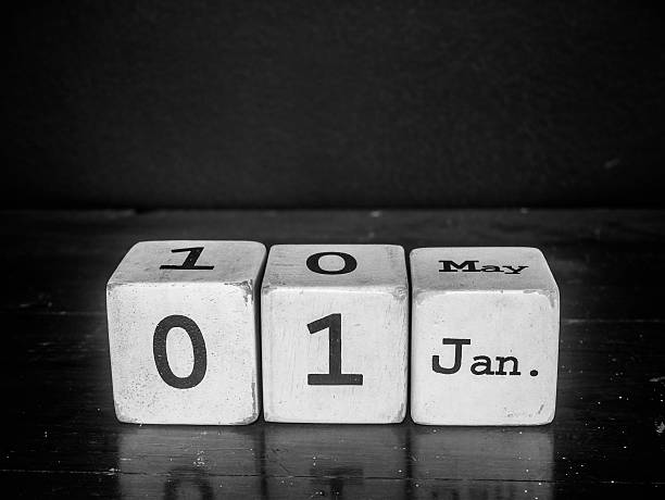 istock Happy new year with white wooden cube calendar 499460472