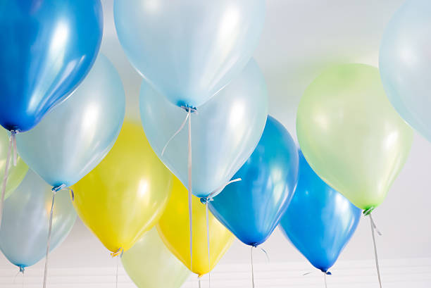 istock Balloons floating on roof celling. 499461898