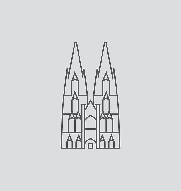 ilustrações de stock, clip art, desenhos animados e ícones de catedral de colónia ilustração de linha - catedral de colónia