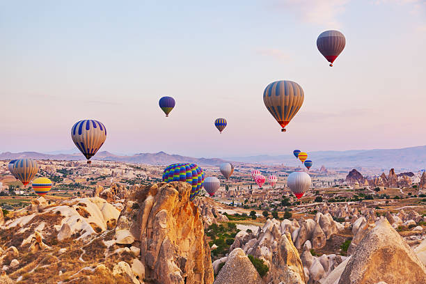 istock Hot air balloon flying over Cappadocia Turkey 499464038