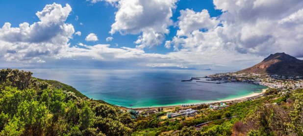 Panoramic view of Capetown, majestic scene of coastal cityscape, summer vacation, travel and tourism concept