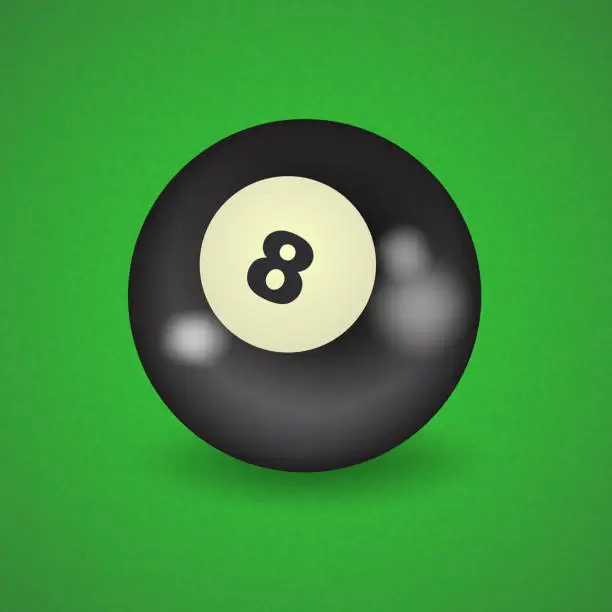 Vector illustration of set of billiard balls, billiards, American ball number 8