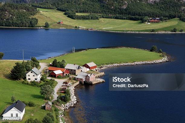 Norway Mjønes Stock Photo - Download Image Now - Aerial View, Agriculture, Bay of Water