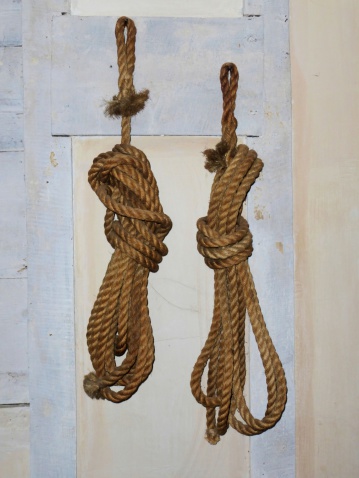Two coils of hanging rope
