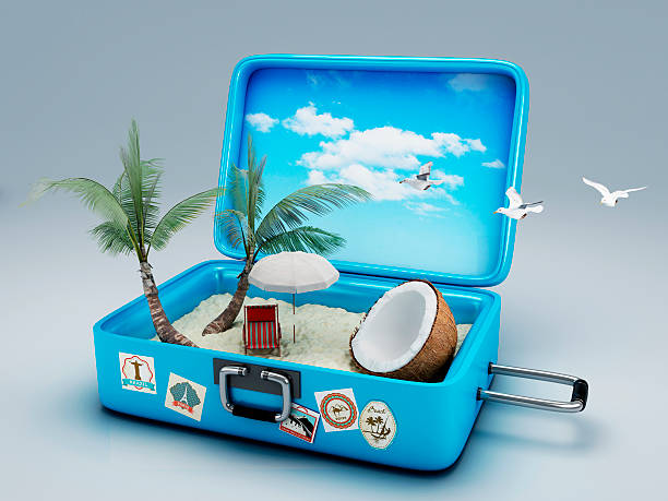 istock Travel suitcase. beach vacation 499466551
