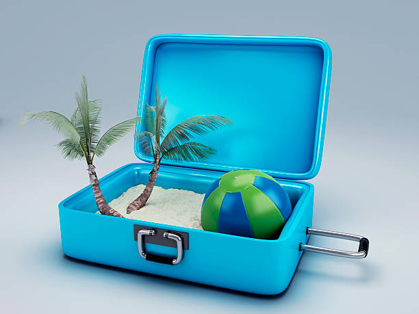 istock Travel suitcase. beach vacation 499466553