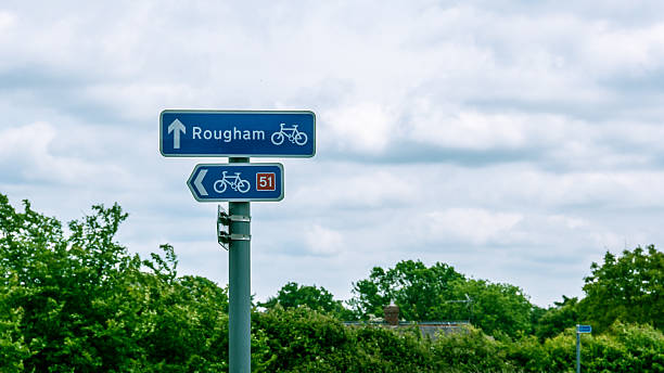istock Sign post for Rougham and cycle lane 499467491