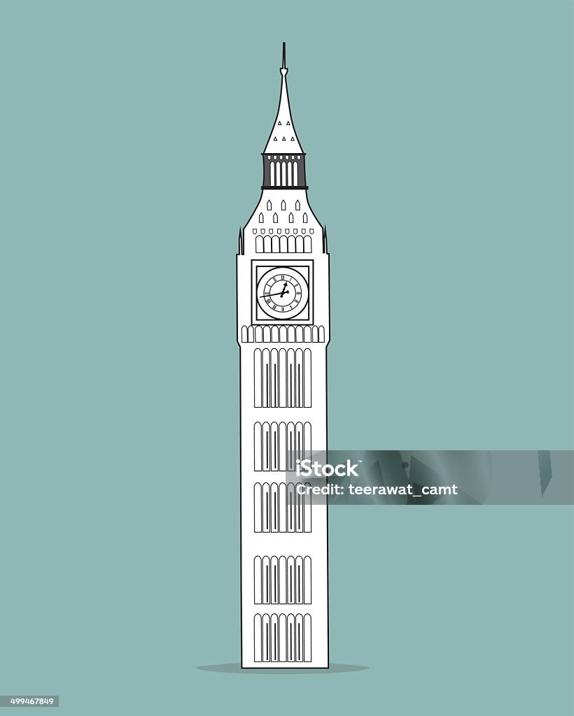 Биг Бен, Лондон, черный силуэт Векторная иллюстрация - Векторная графика Архитектура роялти-фри