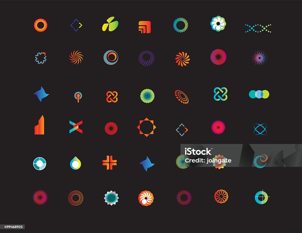 set of logo or symbols set of new business or company icons on a black background Icon Symbol stock vector