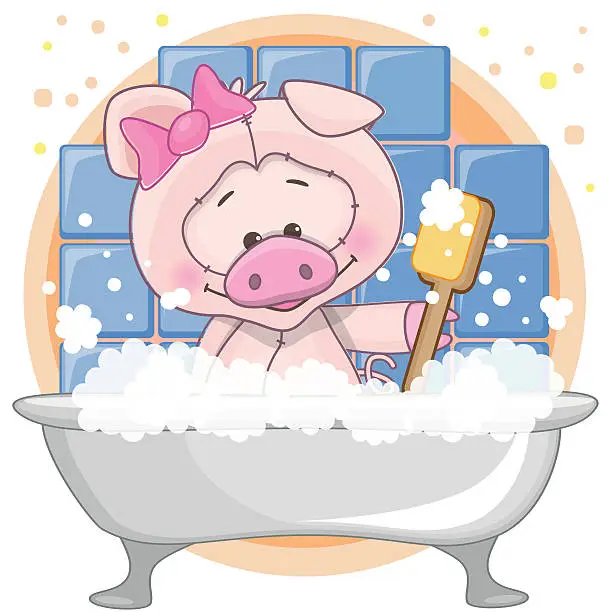 Vector illustration of Cute Pig