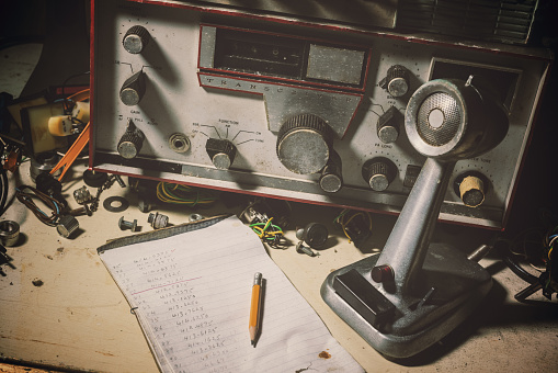 Vintage amateur radio broadcasting equipment.