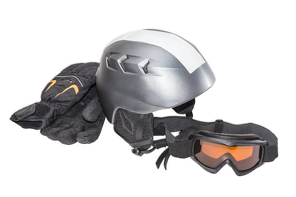 istock Protective ski helmet, ski goggles and ski glove 499477334
