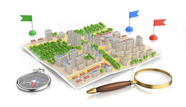 istock 3D Route Map Of An City 499481150