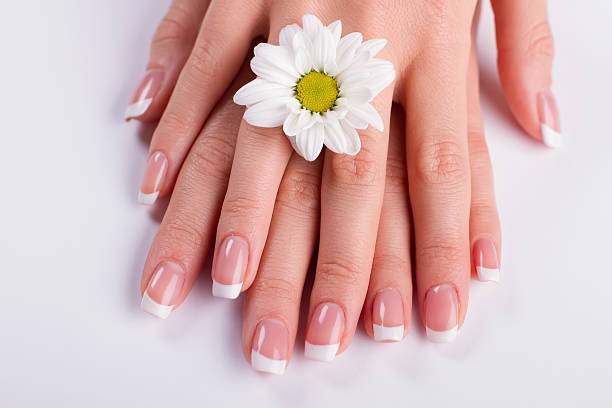 istock Beauty delicate hands with manicure. 499481480