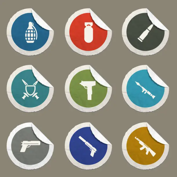 Vector illustration of Weapon simply icons