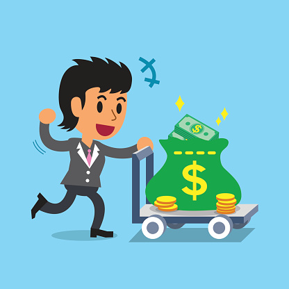 Cartoon Businesswoman Pushing Money Trolley Stock Illustration - Download  Image Now - 2015, Activity, Adult - iStock