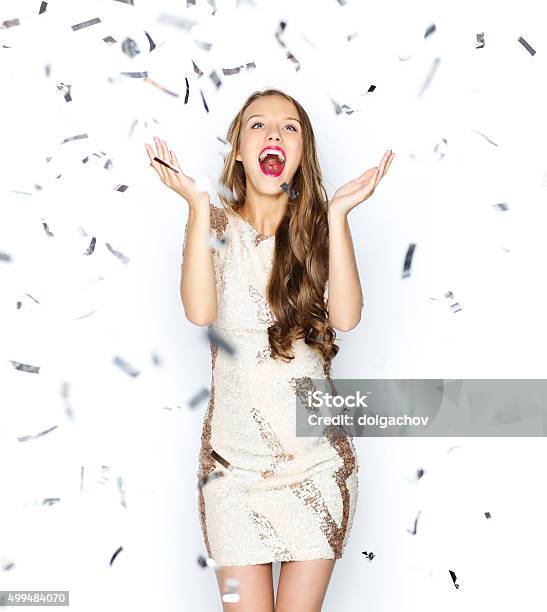 Happy Young Woman Or Teen Girl In Fancy Dress Stock Photo - Download Image Now - Teenage Girls, Party - Social Event, Celebration