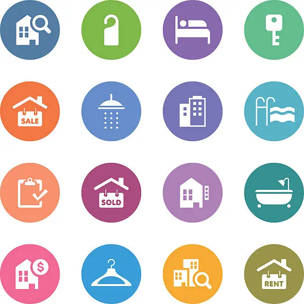 Vector illustration of Color Circle Icons Set | Real Estate