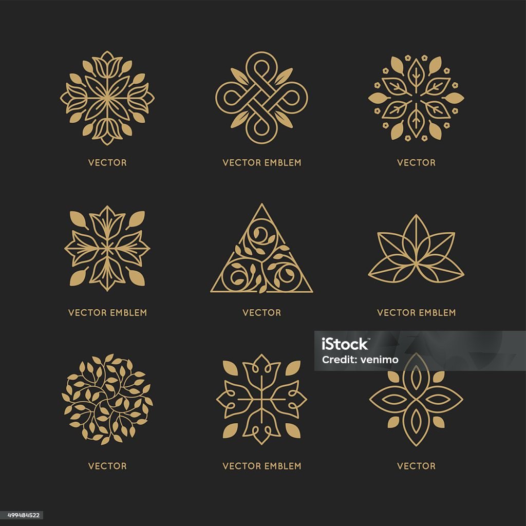 Vector conjunto de modelos de design do logotipo - Vetor de Lótus royalty-free