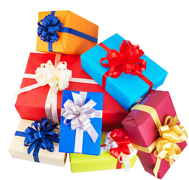 istock Pile of colorful gifts box isolate on white background 499489756