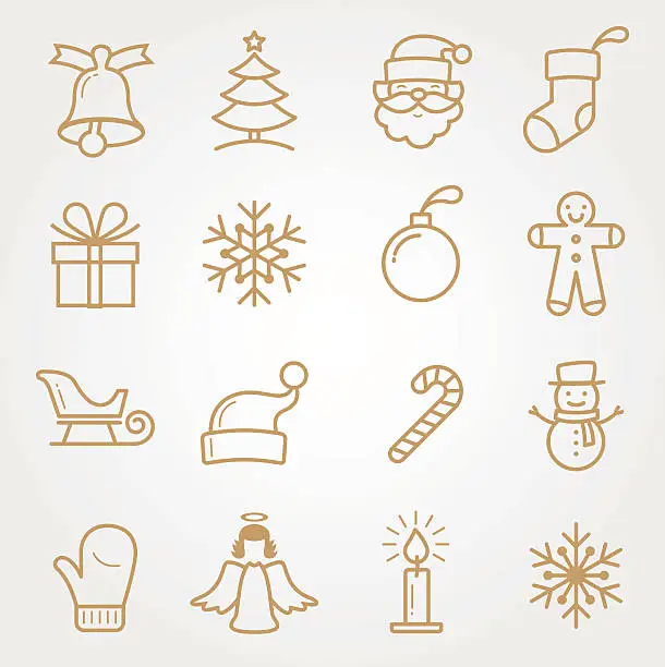 Vector illustration of SET Holiday and Christmas Icons