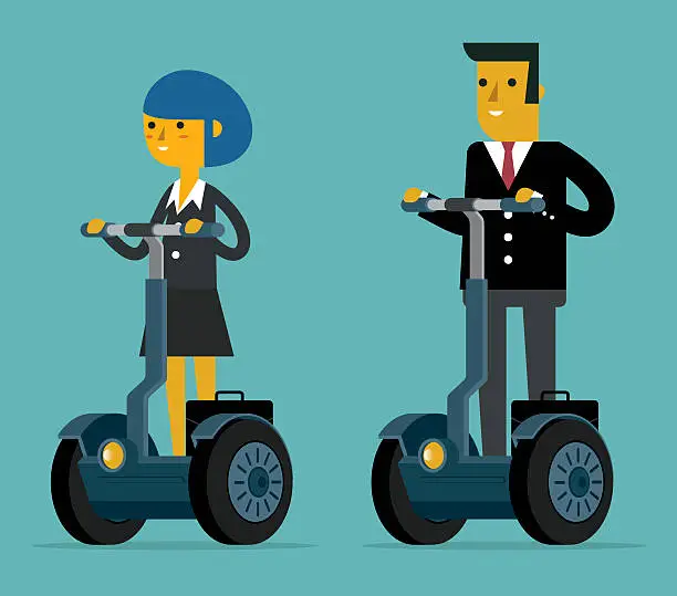 Vector illustration of Business People on segway