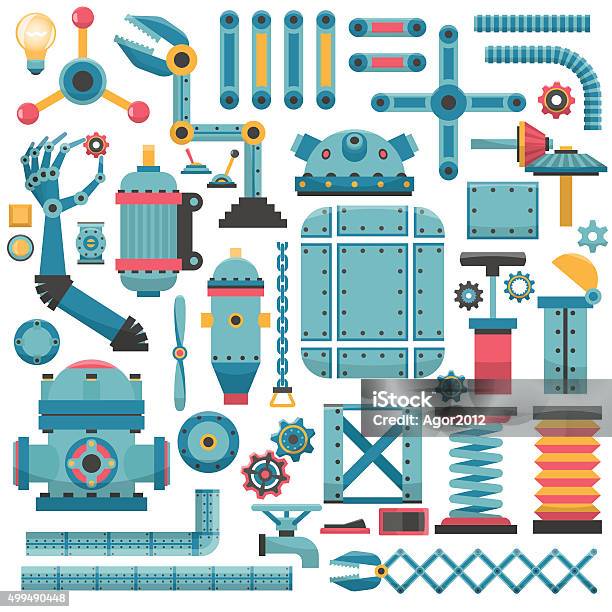 Parts For A Machine Stock Illustration - Download Image Now - 2015, Business Finance and Industry, Cap - Hat
