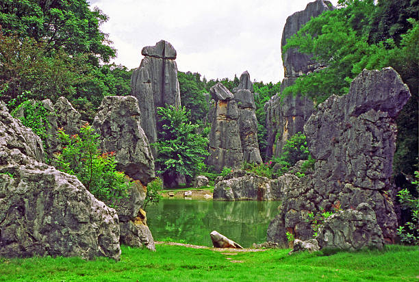 fragment shilin, kamienny las, w pobliżu kunming w yunnan, chiny - rock garden zdjęcia i obrazy z banku zdjęć