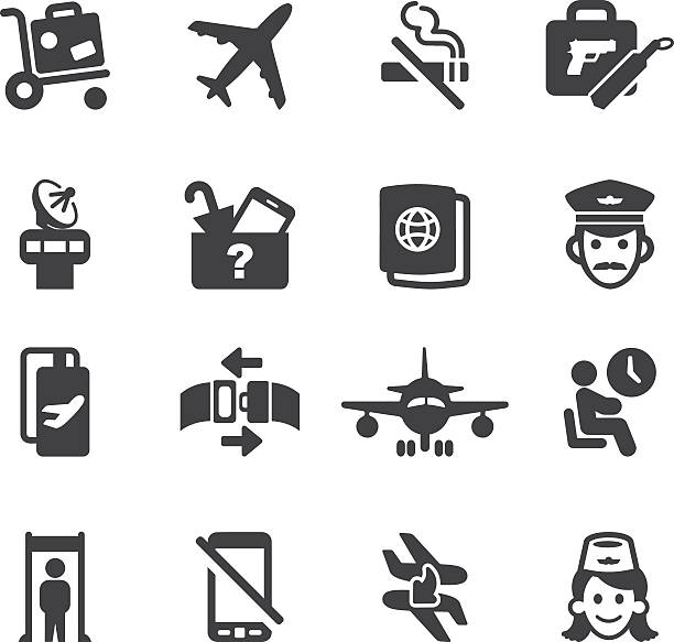 ilustraciones, imágenes clip art, dibujos animados e iconos de stock de aeropuerto silueta de iconos 1/eps10 - oficina de objetos perdidos