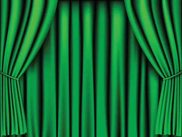Vector illustration of green curtain
