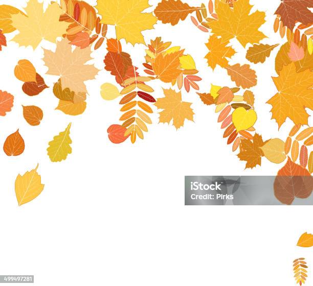 Autumn Leaves Falling And Spinning On White Stock Illustration - Download Image Now - Abstract, Autumn, Backgrounds