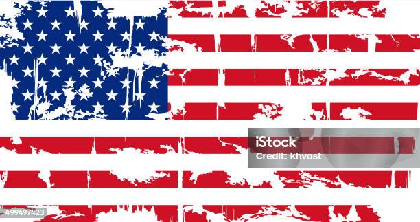 American Grunge Flag Vector Illustration Stock Illustration - Download Image Now - American Flag, Distressed - Photographic Effect, Old