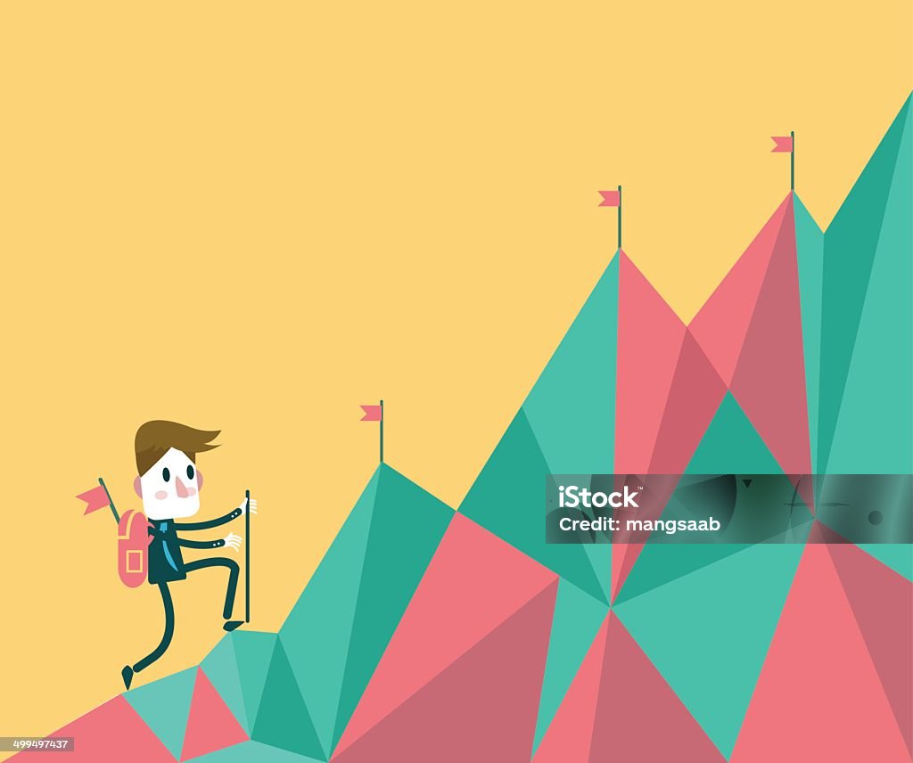 Businessman climbing hill. business target and leadership concept. flat design element vector Clambering stock vector
