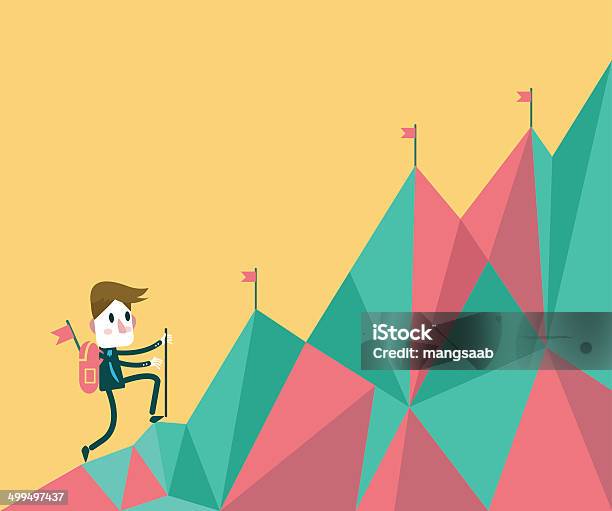 Businessman Climbing Hill Stock Illustration - Download Image Now - Clambering, Hill, Men