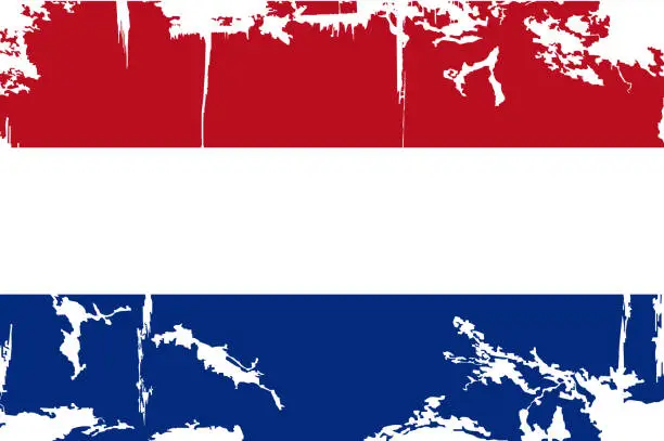 Vector illustration of Dutch grunge flag. Vector illustration