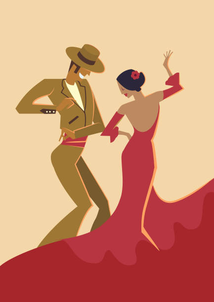 Spanish Flamenco Dancers vector art illustration