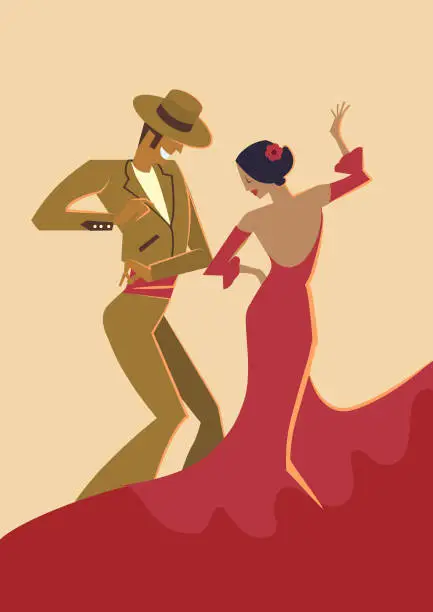 Vector illustration of Spanish Flamenco Dancers