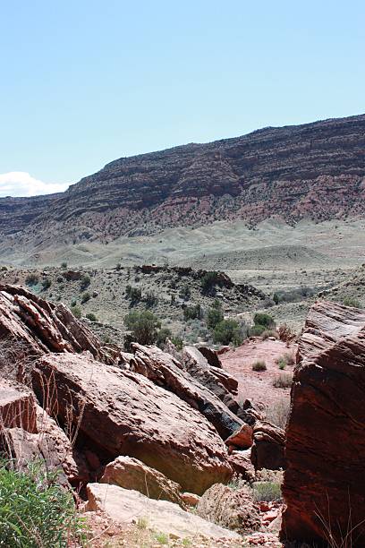 Rocks between Upper and Lower Delicate Arch Viewpoint, Arches Nationalpark Red Rocks between the "Upper and Lower Delicate Arch Viewpoint" in the Arches National Park, Utah low viewing point stock pictures, royalty-free photos & images