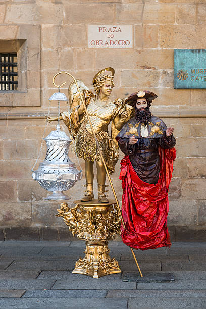 Santiago de Compostela - Spain: June 18. 2014 - street artists performing as living statue \