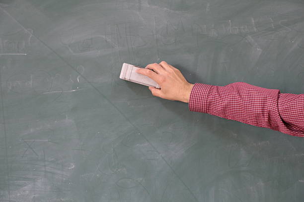 istock Teacher in the classroom board cleaning. 499510112