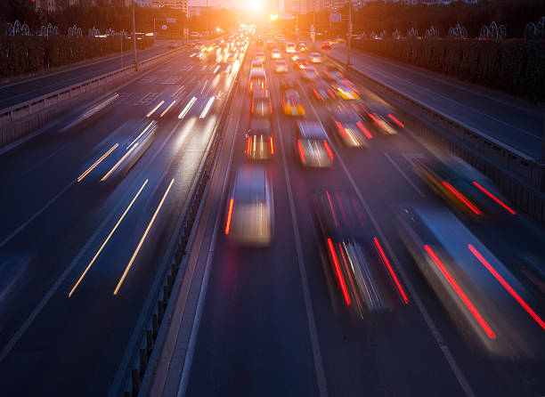 istock Urban highway traffic at night 499510506