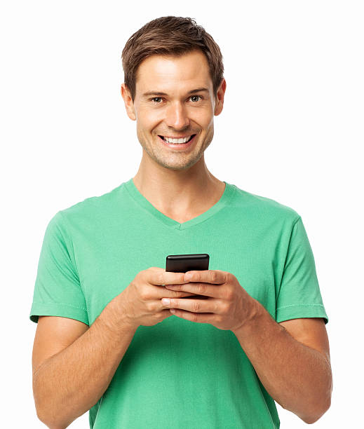 istock Smiling Young Man Holding Smart Phone 499515987