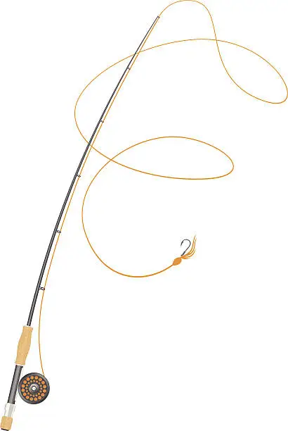 Vector illustration of fly fishing rod