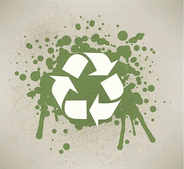 Vector illustration of Recycle Symbol Grunge Style