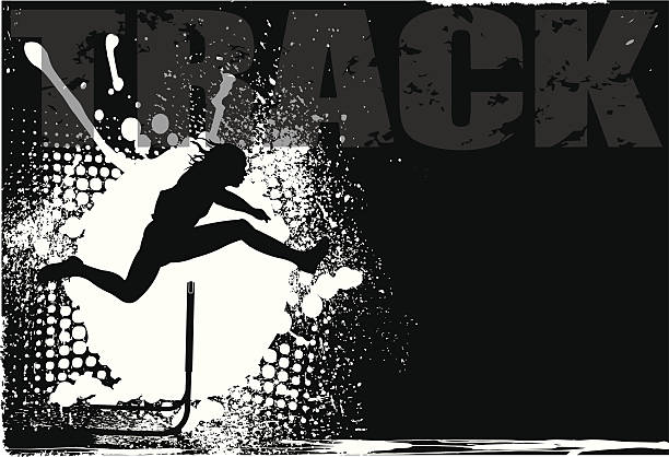 ハードルグランジ背景-男子 - athlete muscular build hurdle motivation点のイラスト素材／クリップアート素材／マンガ素材／アイコン素材