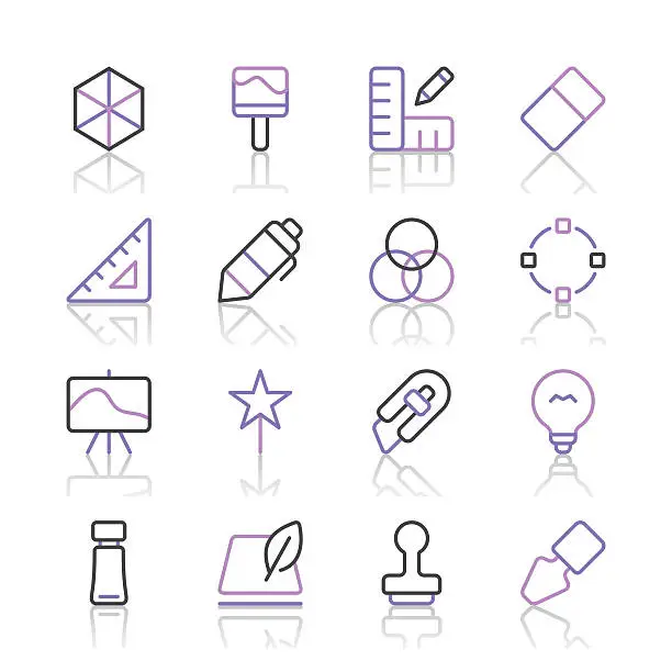 Vector illustration of Art and Design Icons set 2 | Purple Line series