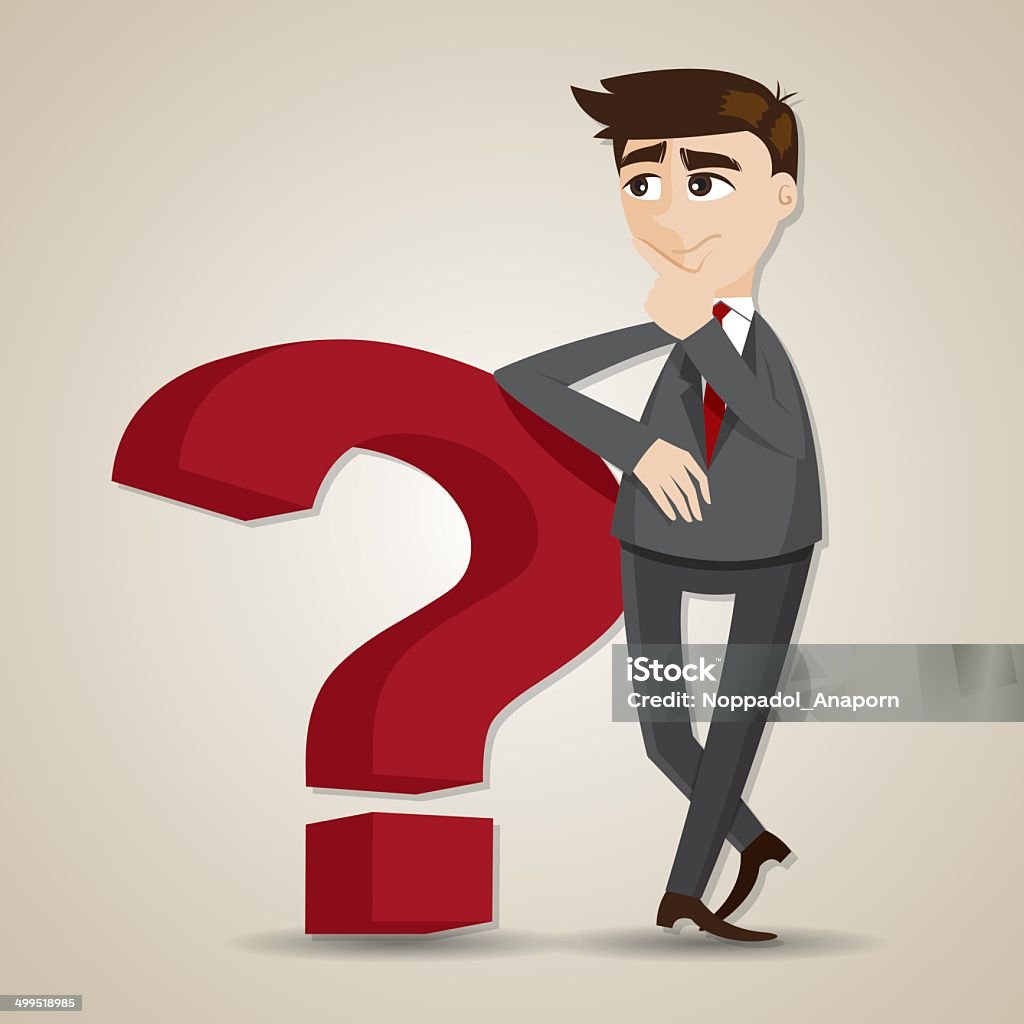 Cartoon Businessman Thinking With Question Mark Stock Illustration -  Download Image Now - Adult, Business, Business Finance and Industry - iStock