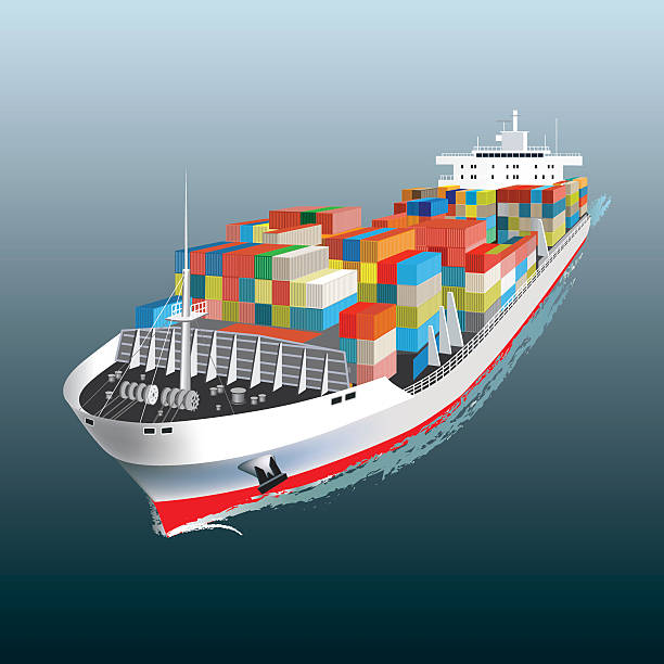 ilustraciones, imágenes clip art, dibujos animados e iconos de stock de carga por barco de vela - sailing ship industrial ship horizon shipping