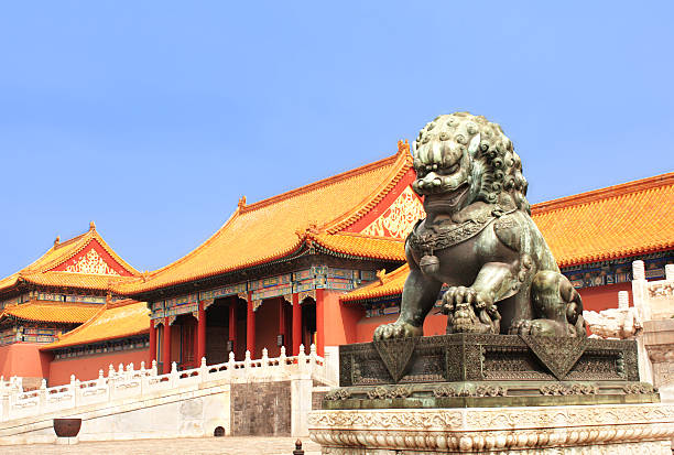 istock Lion statue in Forbidden City, Beijing, China 499519957