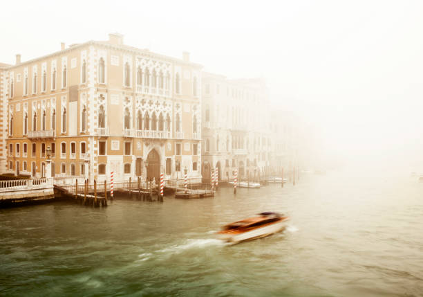 The Grand Canal in Venice in a foggy day